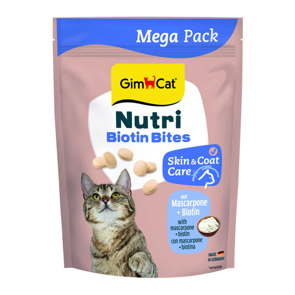 قرص تقویت کننده پوست و مو گربه جیم کت مدل Nutri Biotin Bite طعم پنیر ماسکارپونه