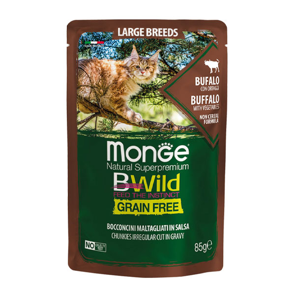 پوچ گربه مونژه Bwild طعم گوشت بوفالو و سبزیجات
