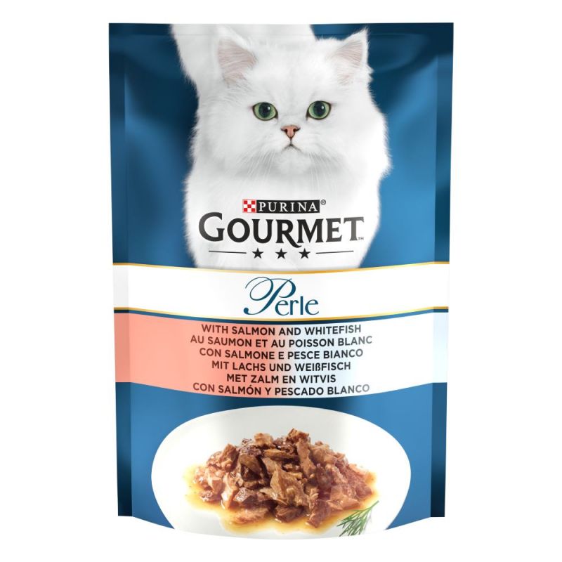پوچ گربه گورمت طعم ماهی سالمون و ماهی سفید