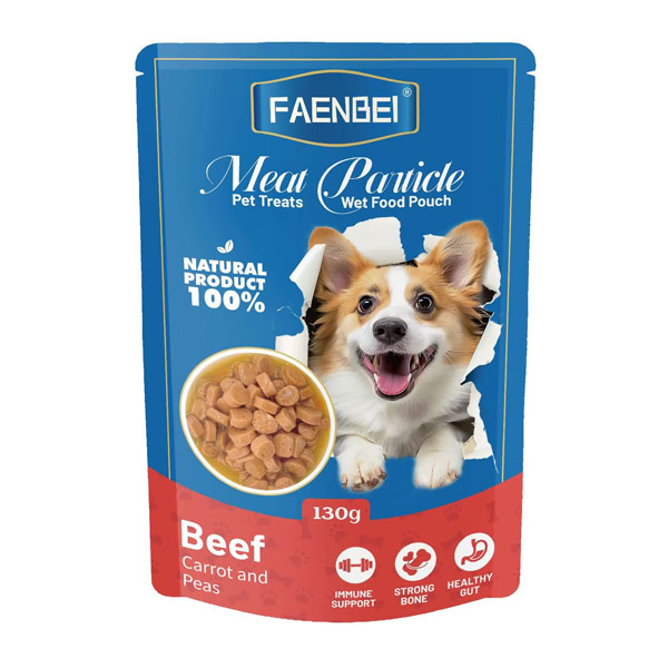 پوچ چانکی سگ فنبی طعم گوشت گاو و هویج و نخود فرنگی