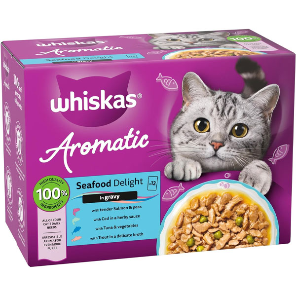 پوچ گربه AROMATIC ویسکاس طعم ماهی قزل آلا در سس